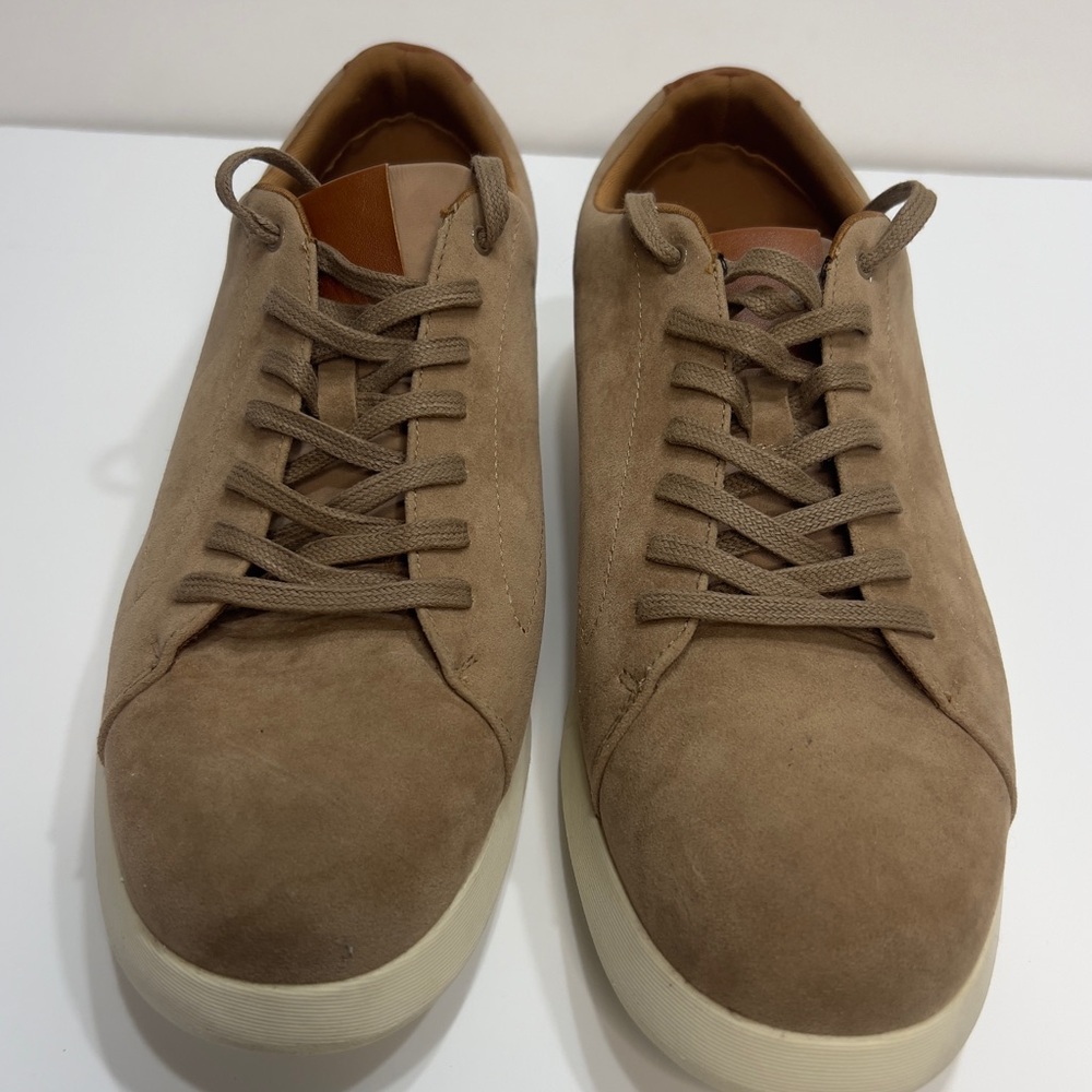 Alfani Men Lace Up Casual Sneakers Benny, Tan Faux Suede, Size US 10.5